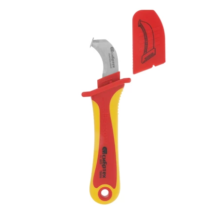 Нож диэлектрический Сибртех до 1000 В, для снятия оплетки электрокабелей 78808 купить в Новом Уренгое