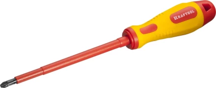 Отвертка KRAFTOOL, высоковольтная, Cr-Mo-V стержень, двухкомпонент. маслобензостойкая рукоятка, PH №3, 150мм 250084-3-150 купить в Новом Уренгое