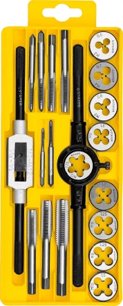 Набор метчиков и плашек STAYER &quot;MASTER&quot;, метчикодержатель 1шт, плашкодержатель 1шт, метчики 9шт, плашки 9шт, 20 предметов 28012-H20 купить в Новом Уренгое