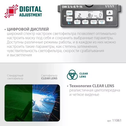 Маска сварщика с автоматическим светофильтром 11061 купить в Новом Уренгое