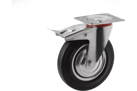 Аппаратное поворотное колесо с тормозом HITCH 200*44 резина черная SCb80 (SZ084869) купить в Новом Уренгое