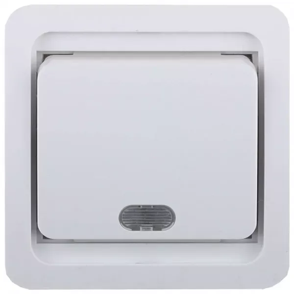Выключатель СВЕТОЗАР "ГАММА" одноклавишный, с подсветкой, цвет белый, 10А/~250В SV-54131-W купить в Новом Уренгое