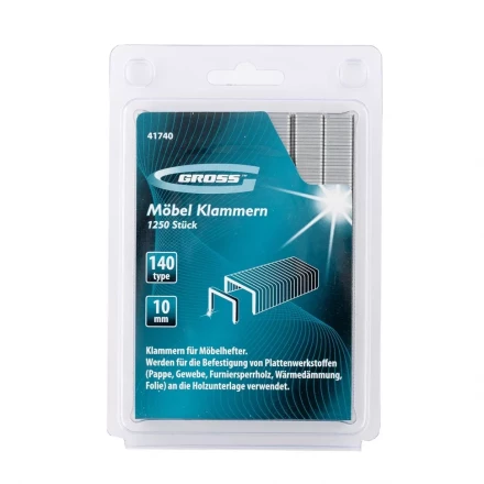Скобы 10 мм для мебельного степлера усиленные тип 140 1250 шт GROSS 41740 купить в Новом Уренгое