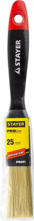 Кисть плоская STAYER "UNIVERSAL-PROFI", светлая натуральная щетина, деревянная ручка, 25мм 0104-025 купить в Новом Уренгое
