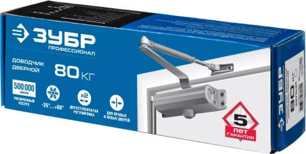 Доводчик дверной ЗУБР &quot;ПРОФЕССИОНАЛ&quot;, для дверей массой до 80 кг, цвет белый 37911-80 купить в Новом Уренгое