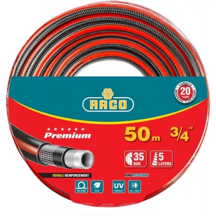 Шланг RACO &quot;PREMIUM&quot; поливочный, 40атм., армированный, 3-х слойный, 3/4&quot;х50м 40300-3/4-50 купить в Новом Уренгое