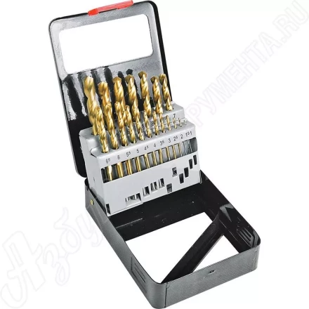 Набор сверл по мет 1,0-10,0мм 19шт желтые, мет. коробка Кратон 1 05 01 014 купить в Новом Уренгое