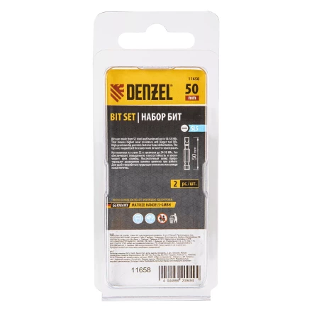Бита SL5,0х50, сталь S2, шестигранный профиль, 2 шт. Е 6,3 Denzel 11658 купить в Новом Уренгое