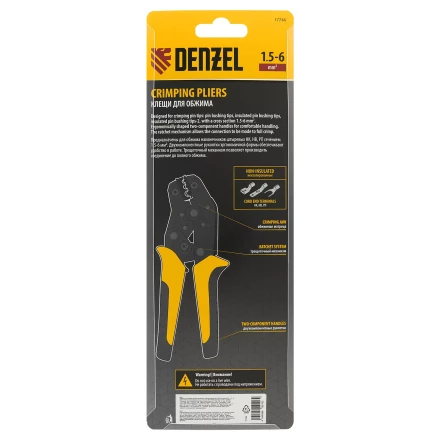 Клещи для обжима неизолированных наконечников НК и НВ, разъемов РП, 1,5 - 6 мм2 Denzel 17746 купить в Новом Уренгое