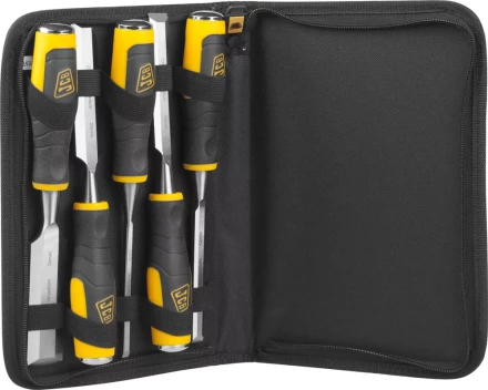 Набор JCB: Стамески, двухкомпонентные рукоятки, CrV cталь, 6 предм.: 6,12,19,25,32мм, с чехлом JCS009 купить в Новом Уренгое