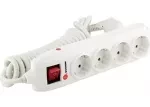Удлинитель бытовой с заземлением, выключателем и шторками, 3*1,5мм*3м, 4 розетки, 16A, STERN 95746 купить в Новом Уренгое