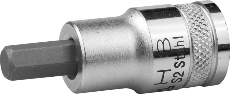 Торцовая бита-головка KRAFTOOL "INDUSTRIE QUALITAT", материал S2, HEX, сатинированная, 1/2", H8 27908-08_z01 купить в Новом Уренгое