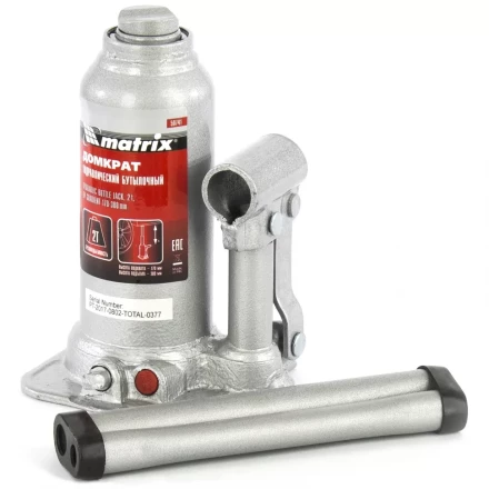 Домкрат гидравлический бутылочный телескопический 2 т подъем 170-380 мм MATRIX 50741 купить в Новом Уренгое