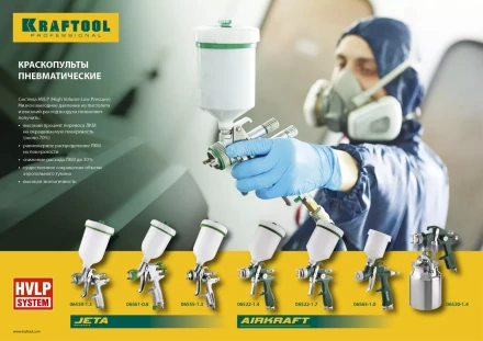 Краскопульт пневматический KRAFTOOL "PRO" Jeta 3000 mini, HVLP, c верхним бачком, 0,8мм 06561-0.8 купить в Новом Уренгое