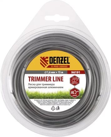 Леска для триммера армированная алюминием X-Pro круглая 1,6мм х 15м блистер Россия  Denzel 96191 купить в Новом Уренгое