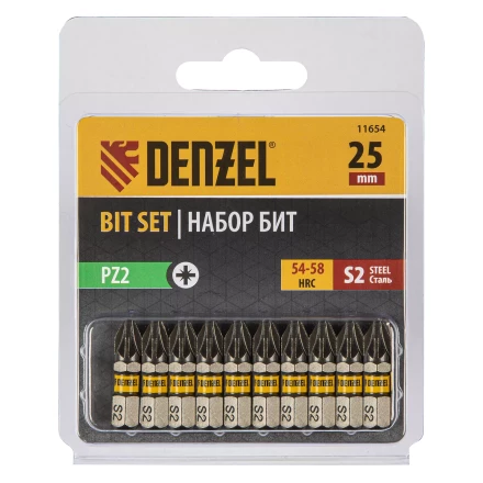 Бита PZ2х25, сталь S2, шестигранный профиль, 10 шт. Е 6,3 Denzel 11654 купить в Новом Уренгое