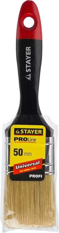 Кисть плоская STAYER "UNIVERSAL-PROFI", светлая натуральная щетина, деревянная ручка, 50мм 0104-050 купить в Новом Уренгое