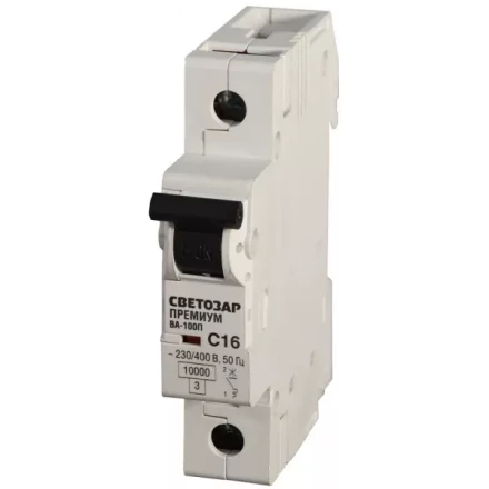 Выключатель автоматический СВЕТОЗАР &quot;ПРЕМИУМ&quot; 1-полюсный, 6 A, &quot;C&quot;, откл. сп. 10 кА, 230 / 400 В SV-49031-06-C купить в Новом Уренгое