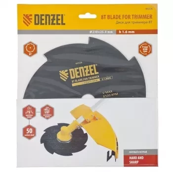 Диск для триммера 230 х 25,4 толщина 1,6 мм 8 лезвий DENZEL 96328 купить в Новом Уренгое