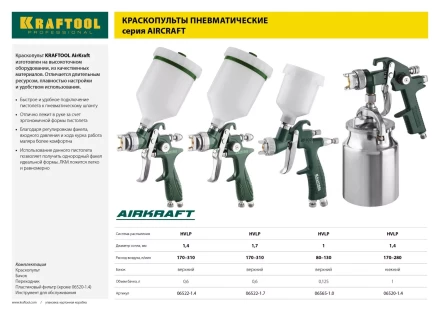 Краскопульт пневматический KRAFTOOL AirKraft, HVLP, c верхним бачком, 1,4мм 06522-1.4 купить в Новом Уренгое