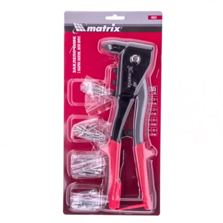 Заклепочник литой 260 мм с набором заклепок заклепки 2,4-3,2-4,0-4,8 мм Matrix 40552 купить в Новом Уренгое