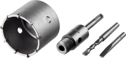 Коронка ЗУБР буровая, коническая посадка центрирующего сверла, SDS-Plus хвостовик, в сборе, 73мм 2918-73_z01 купить в Новом Уренгое