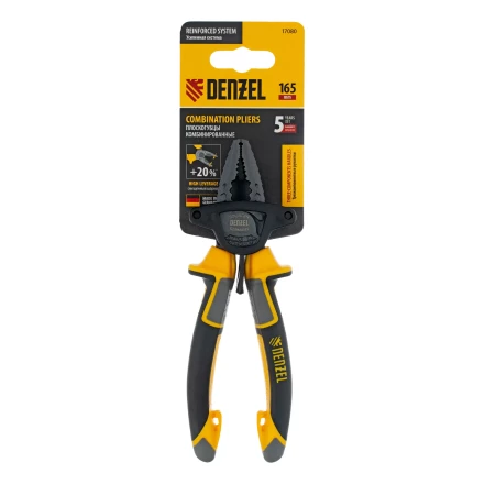 Плоскогубцы комбинированные 165 мм Denzel 17080, трехкомпонентные рукоятки купить в Новом Уренгое