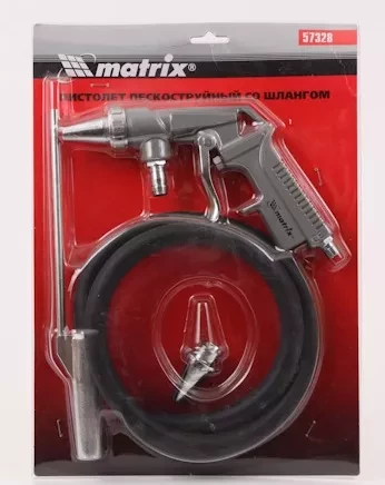 Пистолет пескоструйный со шлангом, пневматический  MATRIX 57328 купить в Новом Уренгое