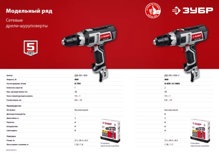 Дрель-шуруповерт сетевая ДШ-М1-400-2 серия МАСТЕР купить в Новом Уренгое