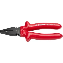 Плоскогубцы ЗУБР "МАСТЕР" "ЭЛЕКТРИК" комбинированные, диэлектрические, высоковольтные до ~1000В, 200мм 2214-1-20_z02