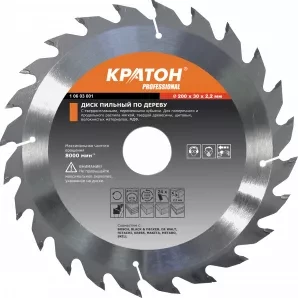 Диск пильный по дереву Кратон 200 х 32 х 2,2 мм 24T 1 06 02 030 купить в Новом Уренгое