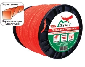 Леска для триммера SQUARE TWIST (квадрат крученый) катушка 3,0ММХ220М купить в Новом Уренгое
