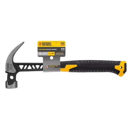 Молоток-гвоздодёр Denzel 10466, 450 г, цельнокованый,боек с магнитом, двухкомп. обрезин. рук-ка купить в Новом Уренгое