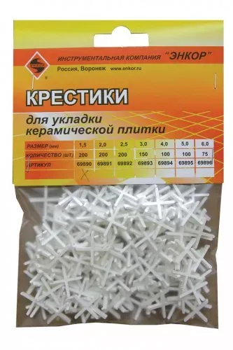 Крестики для кафеля 1,5 мм 200 штук блистер Энкор 69890 купить в Новом Уренгое