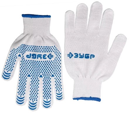 ЗУБР ТОЧКА+, S-M, х/б перчатки с покрытием из ПВХ-геля, противоскользящие, точки увеличенного размера, 13 класс, Профессионал (11451-S) купить в Новом Уренгое