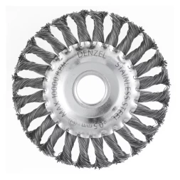 Щетка для УШМ 125 мм Плоская крученая нержавеющая проволока 0.5 мм посадка 22.2 мм Denzel 746323