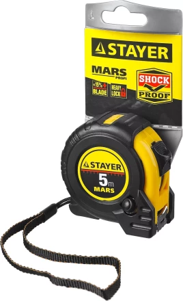 Рулетка STAYER "PROFI" "MARS", обрезиненный корпус, 5мх19мм 34131-05 купить в Новом Уренгое