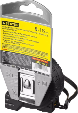 Рулетка STAYER "PROFI" "MARS", обрезиненный корпус, 5мх19мм 34131-05 купить в Новом Уренгое