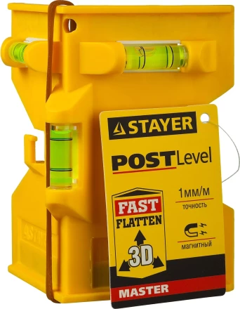 Уровень-угольник STAYER "MASTER" "POSTLevel" пластмассовый с магнитом, 3 ампулы 3456_z01 купить в Новом Уренгое
