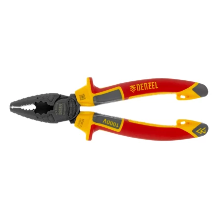 Плоскогубцы комбинированные Denzel 17085, диэлектрические трехкомпонентные рукоятки до 1000 В, 165 мм купить в Новом Уренгое
