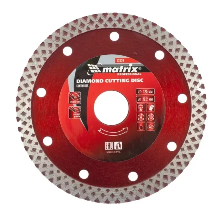 Диск алмазный отрезной сплошной 125 х 22,2 мм сухая резка MATRIX Professional 73124 купить в Новом Уренгое