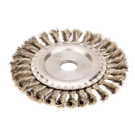 Щетка для УШМ 150 мм Плоская крученая нержавеющая проволока 0.5мм посадка 22.2 мм Denzel 746343 купить в Новом Уренгое
