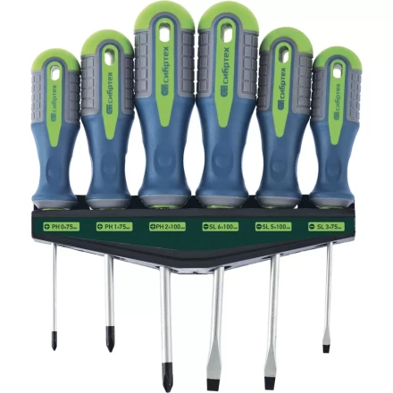 Набор отверток CrV трехкомпонентные рукоятки 6 предметов Сибртех 13374 купить в Новом Уренгое