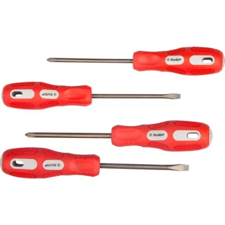Набор отверток ЗУБР &quot;МАСТЕР&quot;, хром-ванадиевая сталь, эргономичная трехкомпонентная рукоятка, 4шт 25235-H4 купить в Новом Уренгое