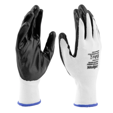 Перчатки полиэфирные с черным нитрильным покрытием, размер 9, 13 класс вязки// Сибртех 678635 купить в Новом Уренгое