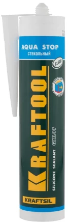 Герметик KRAFTOOL KRAFTSeal GX107 &quot;AQUA STOP&quot; силиконовый стекольный, прозрачный, 300мл 41256-2 купить в Новом Уренгое