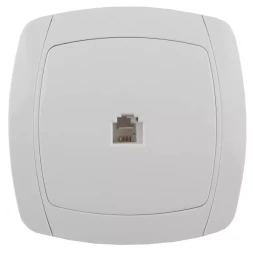 Розетка СВЕТОЗАР "CITY LIGHT" телефонная одинарная в сборе, цвет белый SV-54217-W