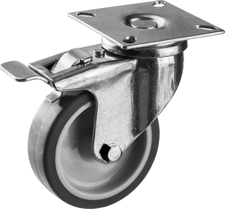 ЗУБР d 75 мм, г/п 60 кг, резина/полипропилен, термопластичное поворотное колесо c тормозом, Профессионал (30946-75-B) купить в Новом Уренгое