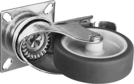 ЗУБР d 75 мм, г/п 60 кг, резина/полипропилен, термопластичное поворотное колесо c тормозом, Профессионал (30946-75-B) купить в Новом Уренгое