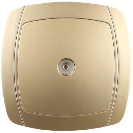 Розетка СВЕТОЗАР &quot;АКЦЕНТ&quot; телевизионная одинарная в сборе, цвет золотой металлик SV-54215-GM купить в Новом Уренгое